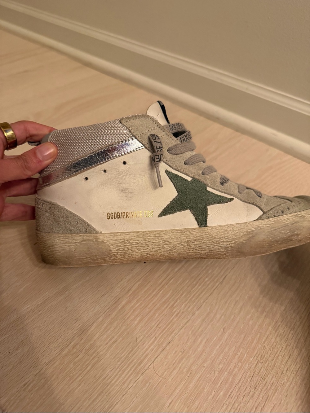 Golden Goose Inspired High-Top Sneaker with Green Star